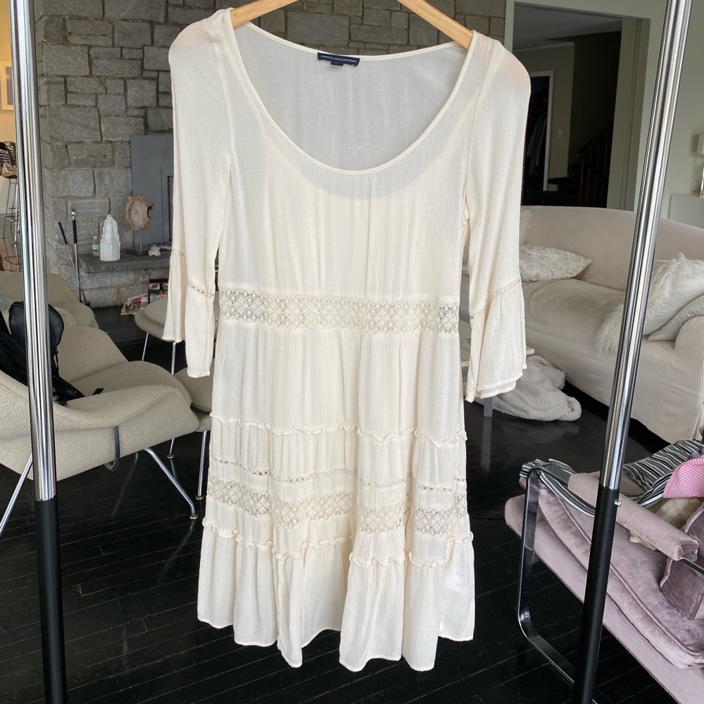 Cream dress with half sleeves
